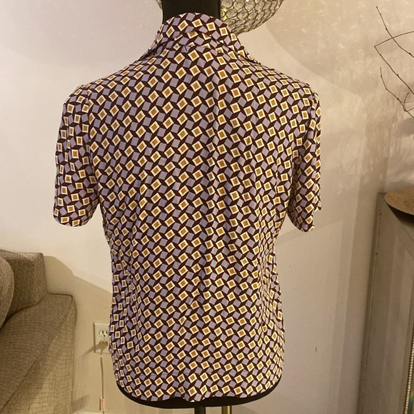 Reformation Brown and White Fitted Button Down Shirt size M - Picture 4 of 5